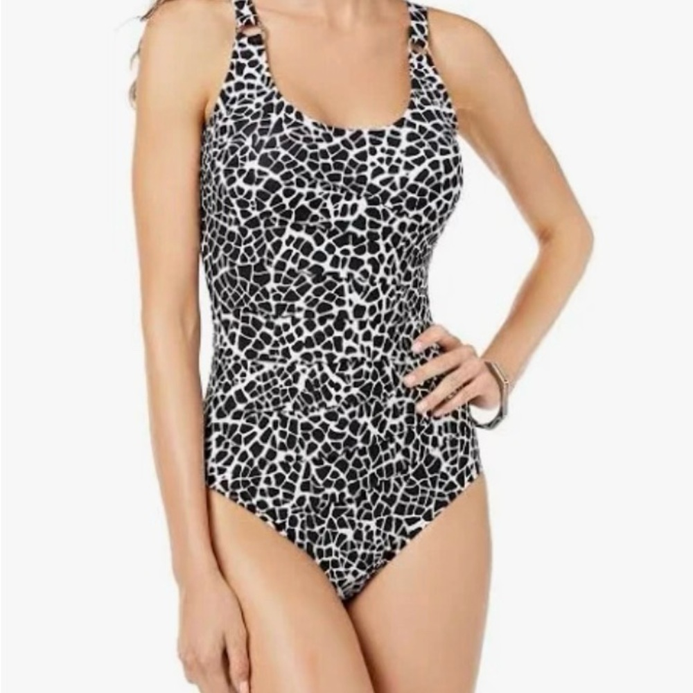 Calvin Klein Women's Stained Glass Printed One-Piece Swimsuit size 6